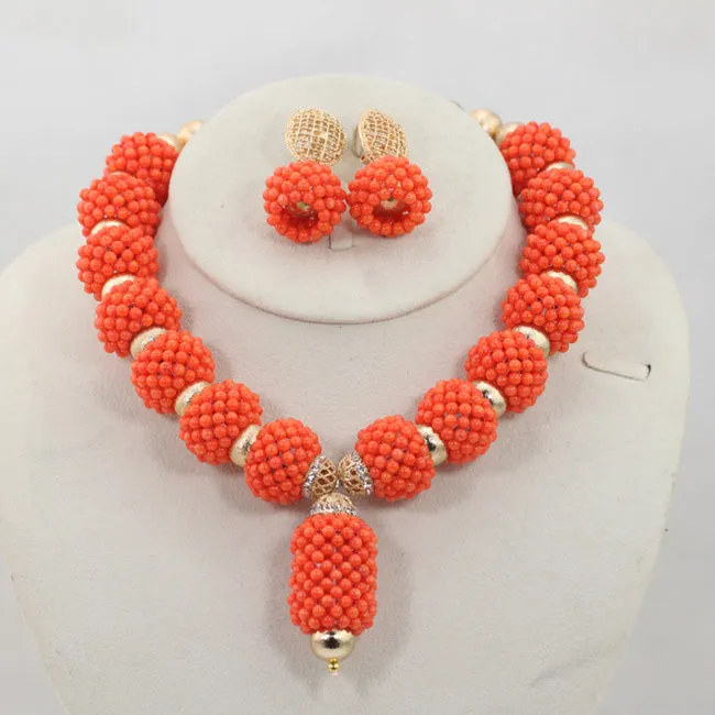 Elegant Beautiful Choker Design African Nigerian Beads Necklace Bracelet Jewellery Set