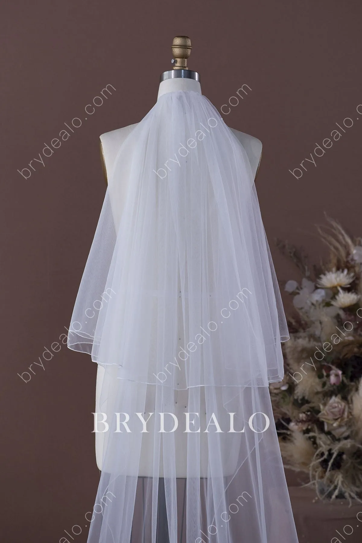 Elegant Chapel Length 2 Tiered Wedding Rowlock Edge Veil Online