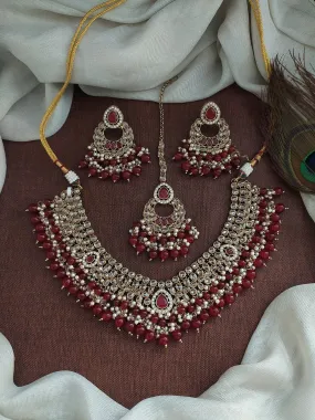 Embrace Enchantment With Uncut Polki Stones Mehendi Necklace Set