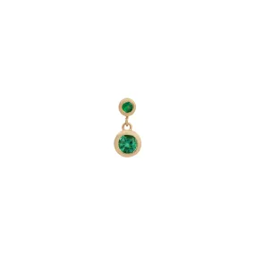 Emerald 2 Bezel Dangle Earring (Single) (ready to ship option)*