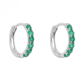 Emerald 9ct White Gold Hoop Earrings GE1018G