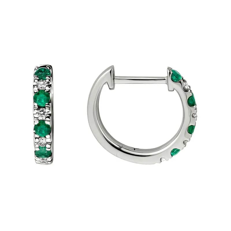 Emerald & Diamond Hoops