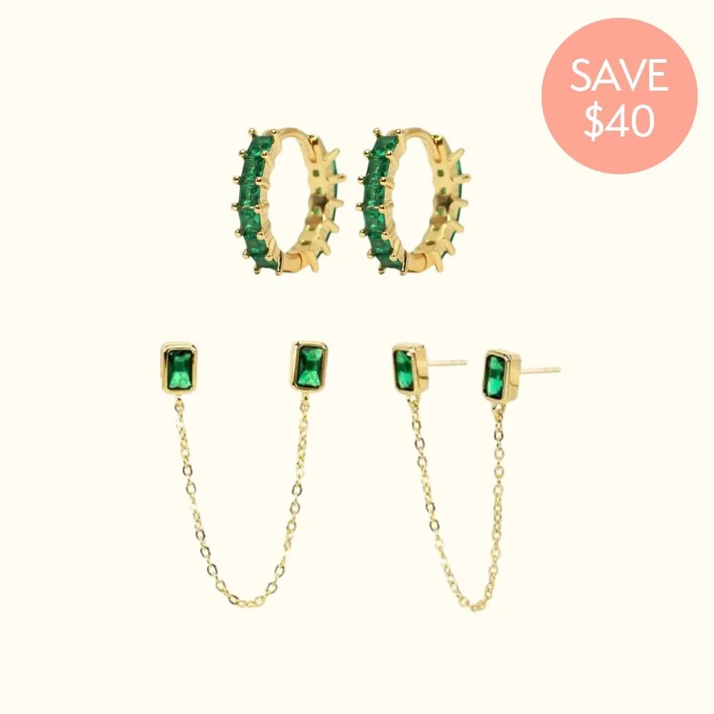 Emerald Baguette Set