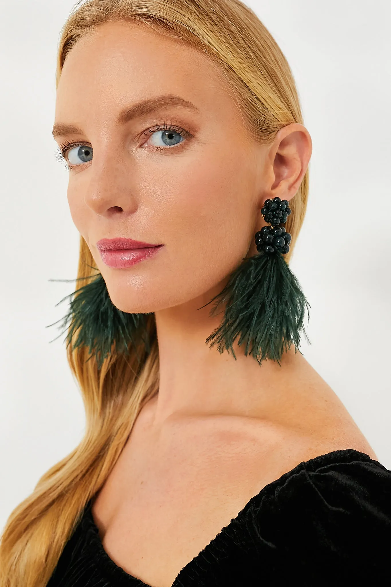 Emerald Feather Nicole Earrings