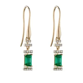 Emerald Yellow Gold Baguette Diamond Deco Earrings GE2304G