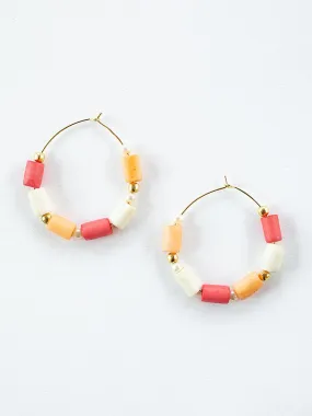 Emily Hoop Earrings - Coral