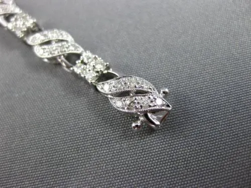 ESTATE 1.88CT DIAMOND 14K WHITE GOLD 3D SQUARE FILIGREE MILGRAIN TENNIS BRACELET