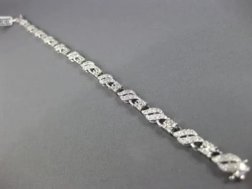 ESTATE 1.88CT DIAMOND 14K WHITE GOLD 3D SQUARE FILIGREE MILGRAIN TENNIS BRACELET