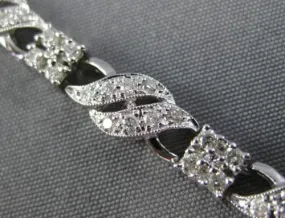 ESTATE 1.88CT DIAMOND 14K WHITE GOLD 3D SQUARE FILIGREE MILGRAIN TENNIS BRACELET