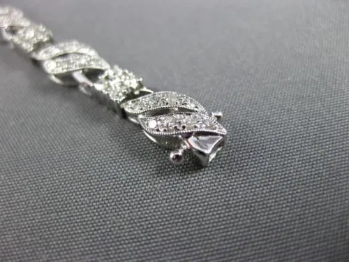 ESTATE 1.88CT DIAMOND 14K WHITE GOLD 3D SQUARE FILIGREE MILGRAIN TENNIS BRACELET