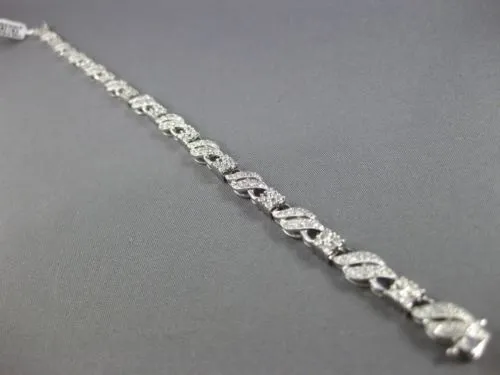 ESTATE 1.88CT DIAMOND 14K WHITE GOLD 3D SQUARE FILIGREE MILGRAIN TENNIS BRACELET