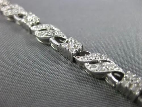 ESTATE 1.88CT DIAMOND 14K WHITE GOLD 3D SQUARE FILIGREE MILGRAIN TENNIS BRACELET