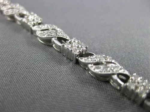 ESTATE 1.88CT DIAMOND 14K WHITE GOLD 3D SQUARE FILIGREE MILGRAIN TENNIS BRACELET