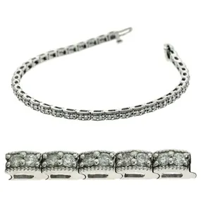 ESTATE 2.01CT DIAMOND 14KT WHITE GOLD 3D ROUND FILIGREE MILGRAIN TENNIS BRACELET