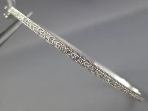 ESTATE .47CT DIAMOND 14KT WHITE GOLD 3D FILIGREE MILGRAIN BANGLE BRACELET 2.5mm