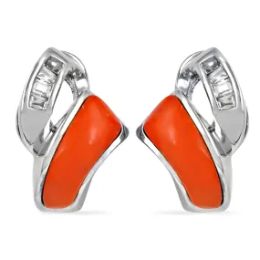 Exclusive Coral Cubic Zirconia Gemstone Silver Earrings - Shop Now