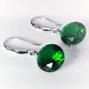 Exotic Emerald Naked IOBI Crystals Silver Drill Earrings - 10mm for Woman