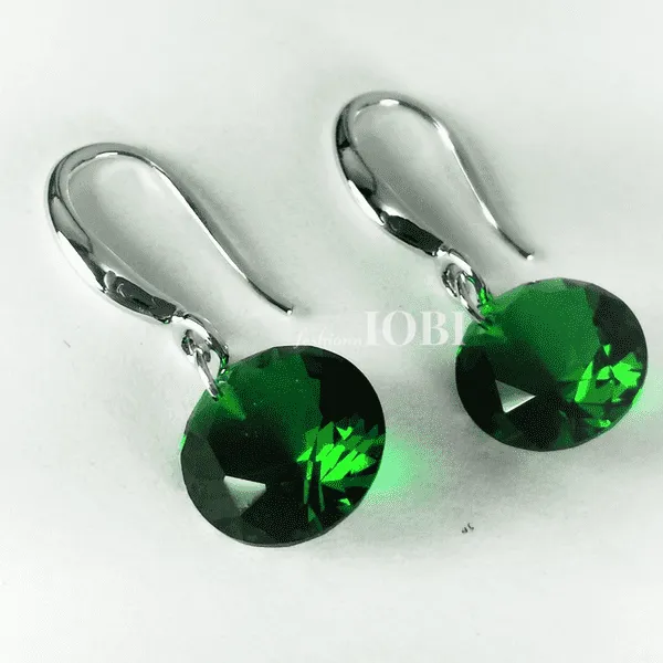 Exotic Emerald Naked IOBI Crystals Silver Drill Earrings - 10mm for Woman