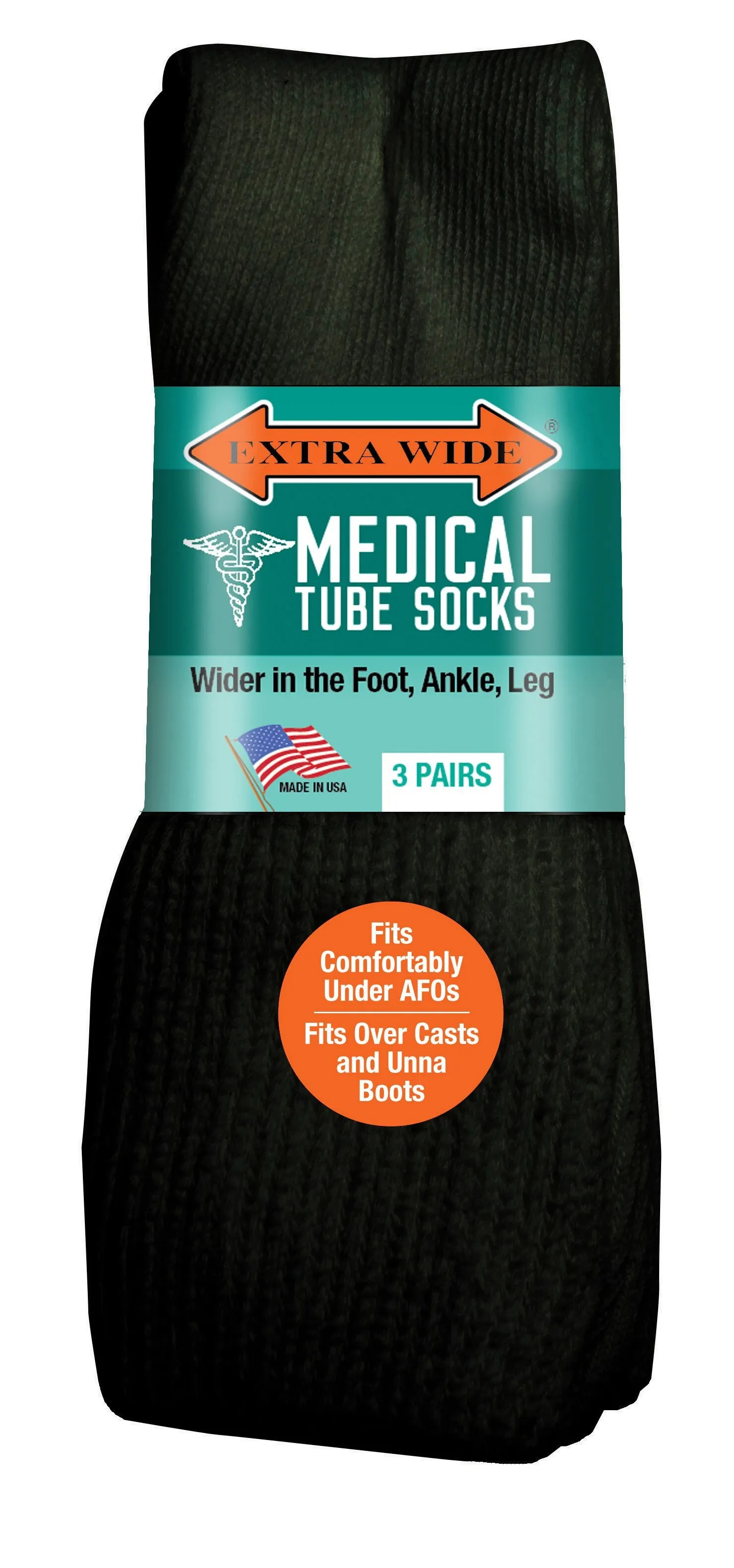 Extra Wide Medical Tube Socks 3-PK