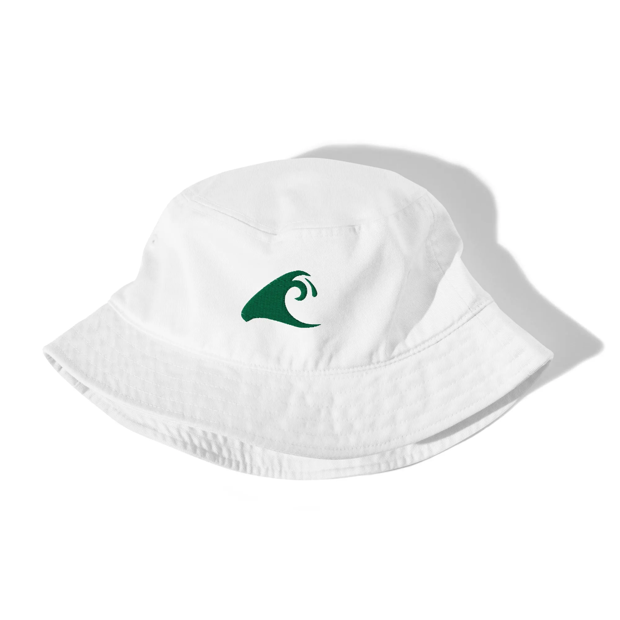 Extremely Stoked®️ Green Epic Wave Logo on White Organic Bucket Hat