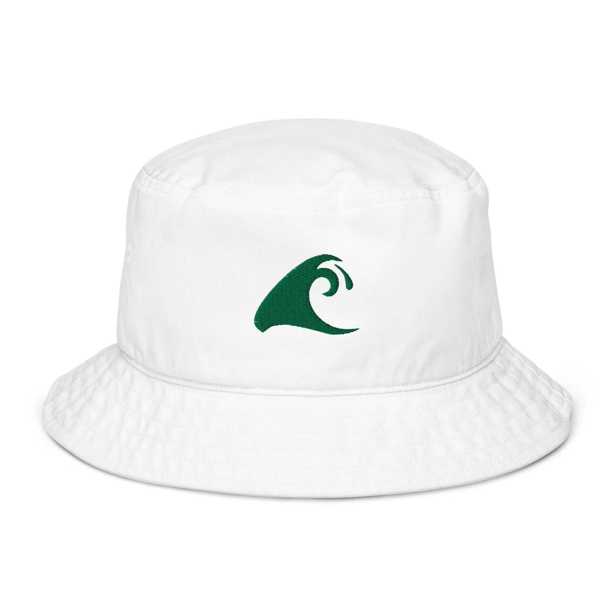 Extremely Stoked®️ Green Epic Wave Logo on White Organic Bucket Hat