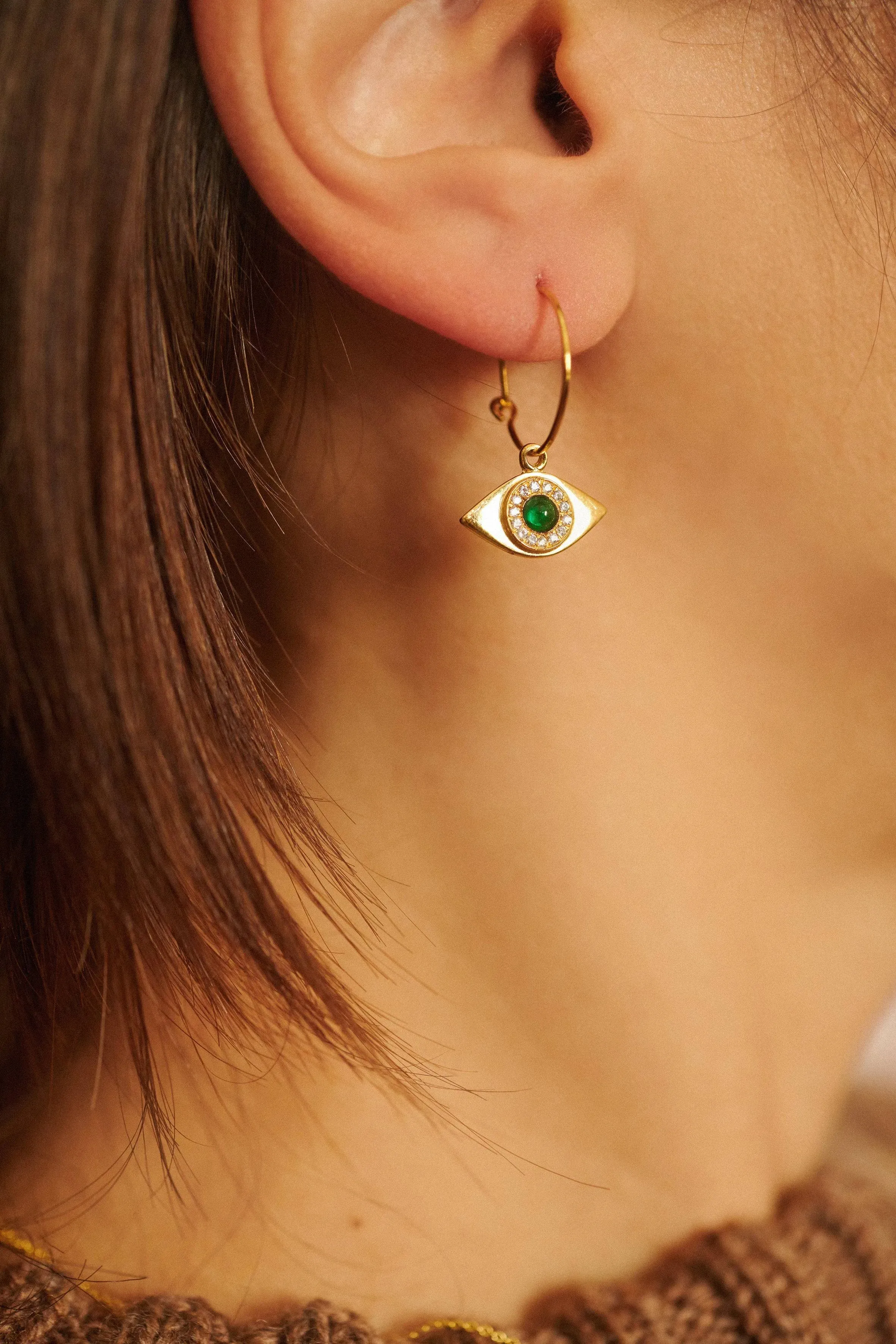 Eye Sun Hoops Emerald