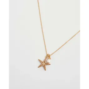 Fable England 41cm Starfish Worn Gold Short Necklace