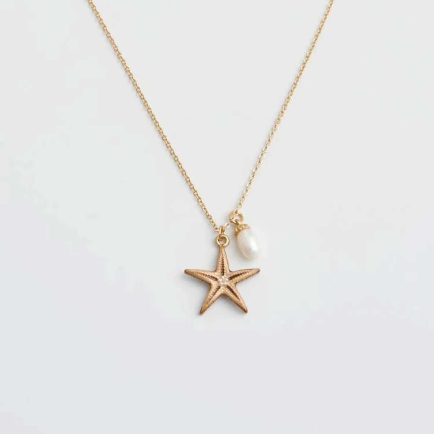 Fable England 41cm Starfish Worn Gold Short Necklace