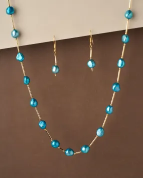 Fancy Blue Pearl Necklace Set