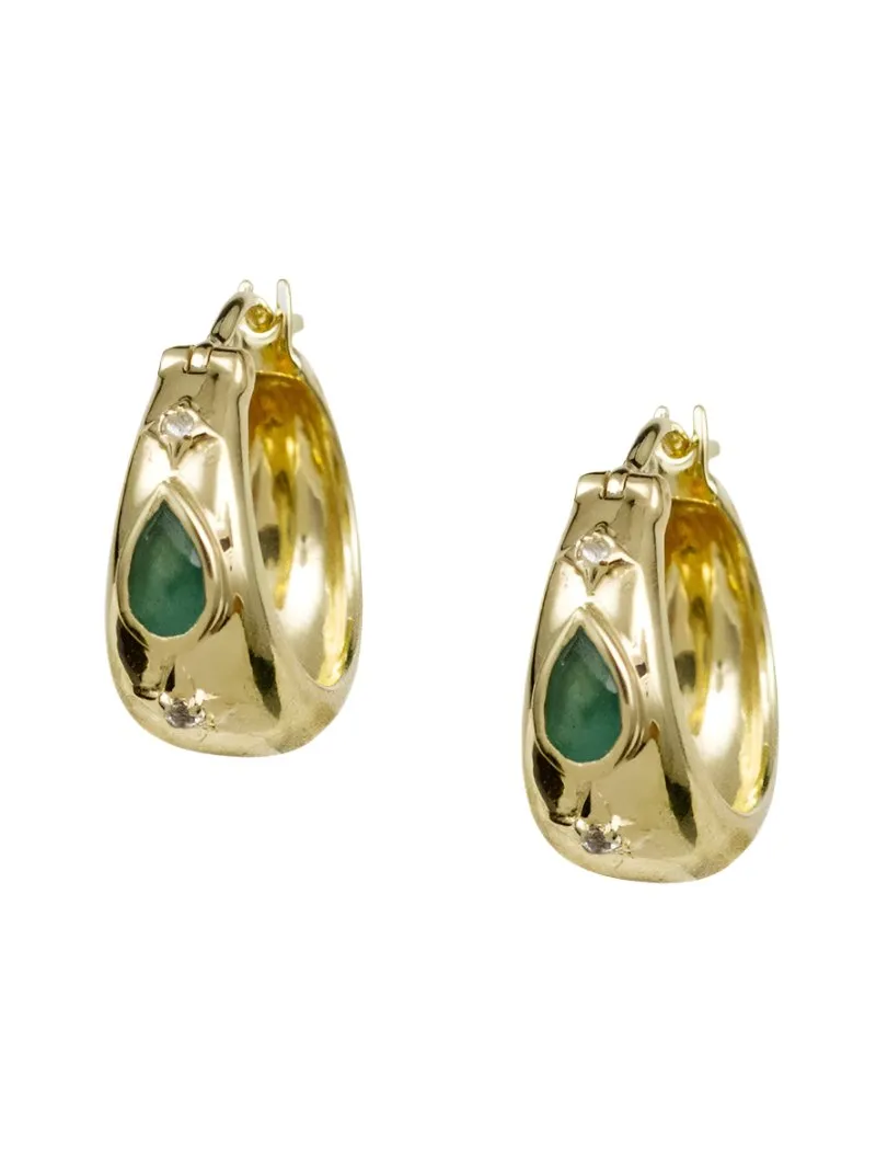 Fez Emerald Hoop Earrings