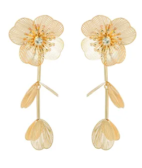 Filigree Flower Crystal Earrings