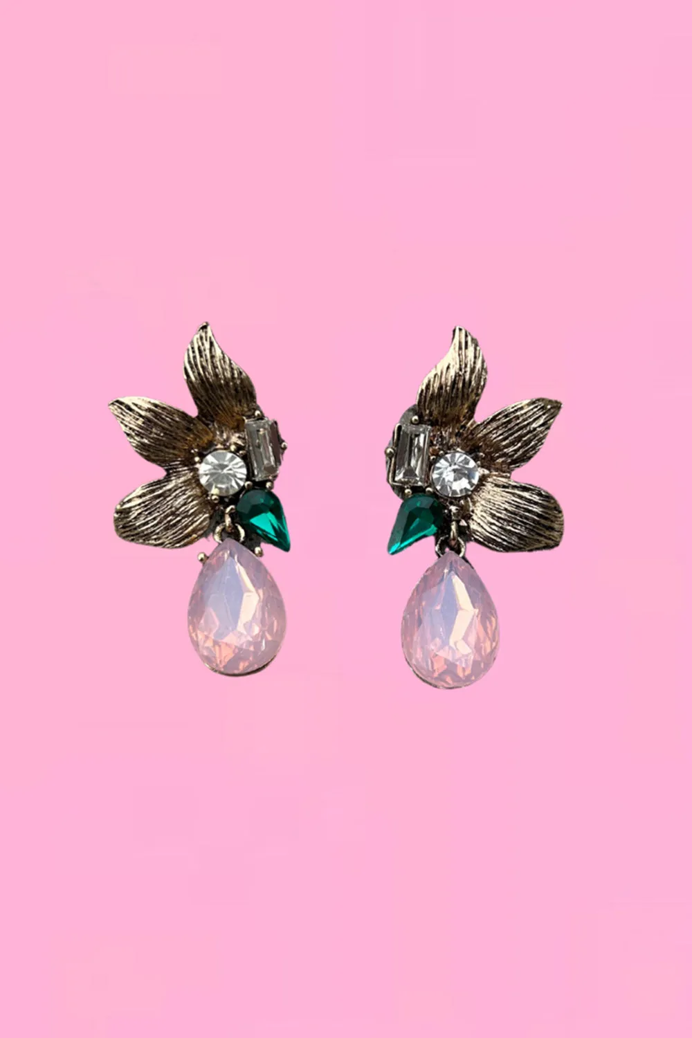 Flora Drop Earrings - Pink