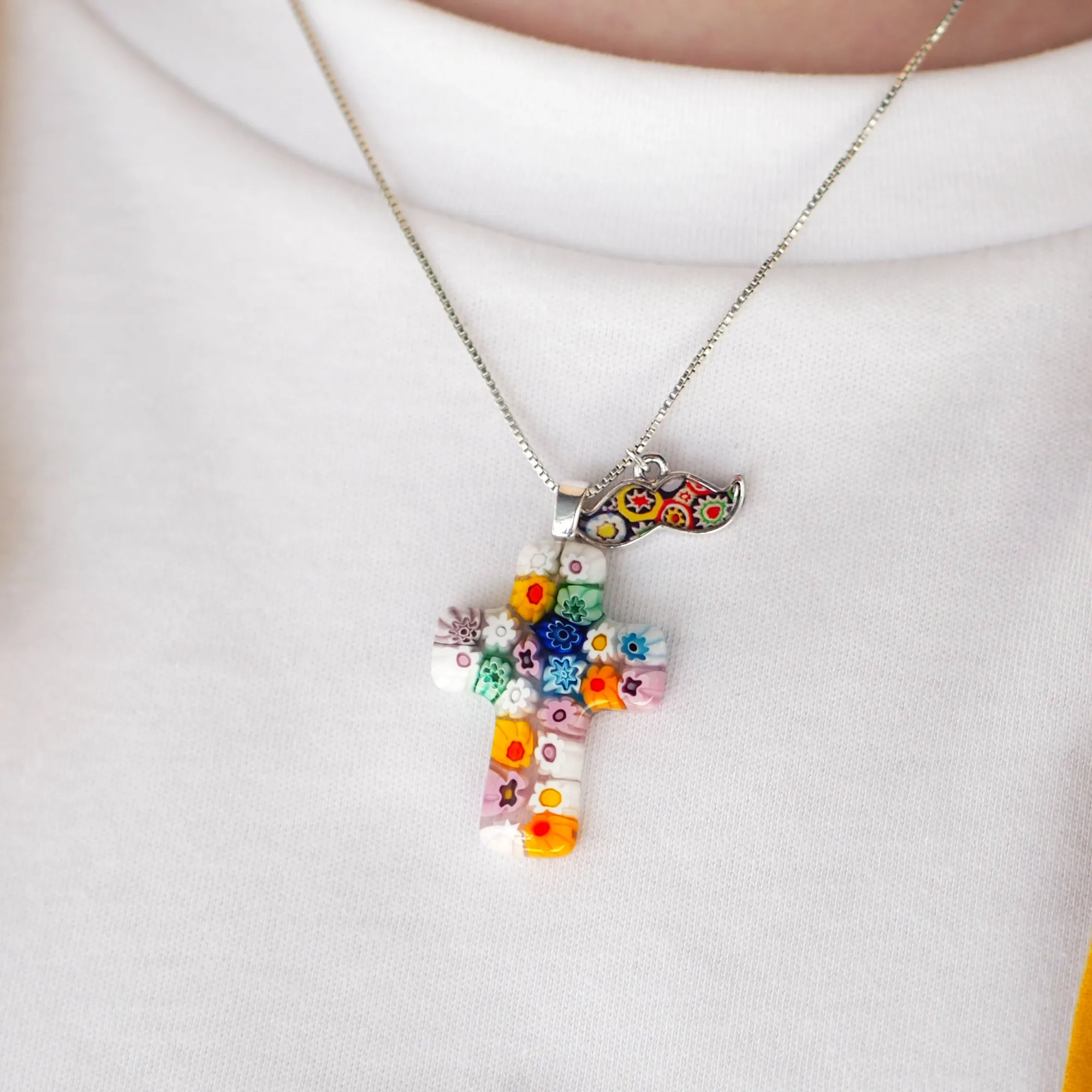 Floral Cross in Bloom Necklace