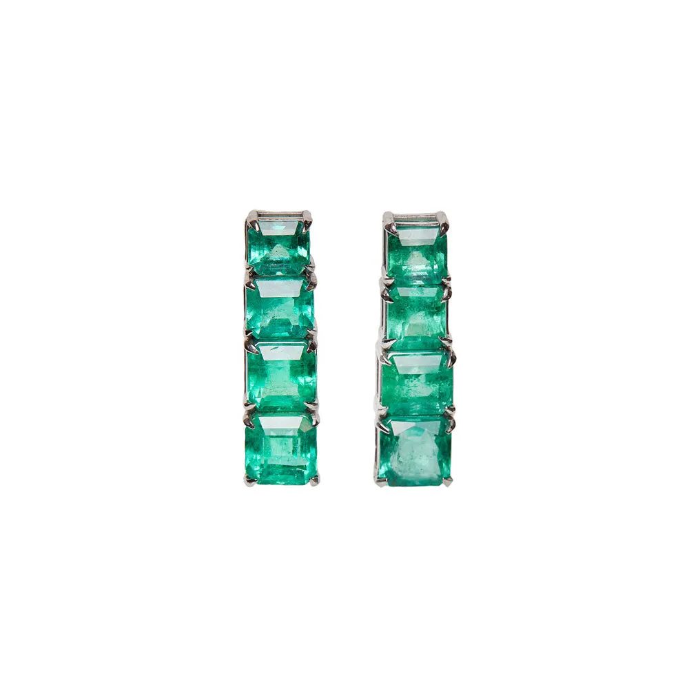 Four Stone Colombian Emerald Earrings