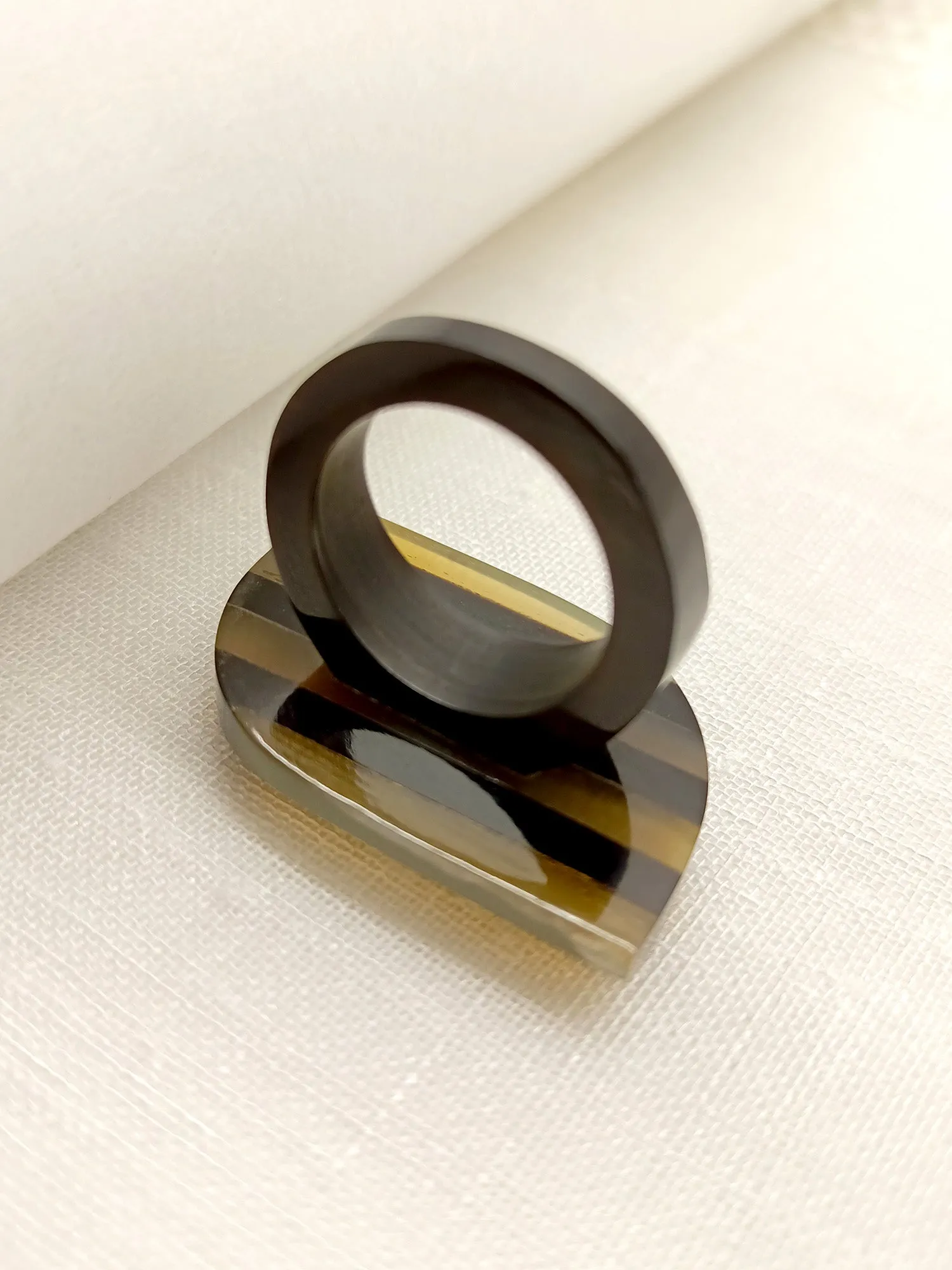 Garima Beige Squircle Shape Acrylic Finger Ring