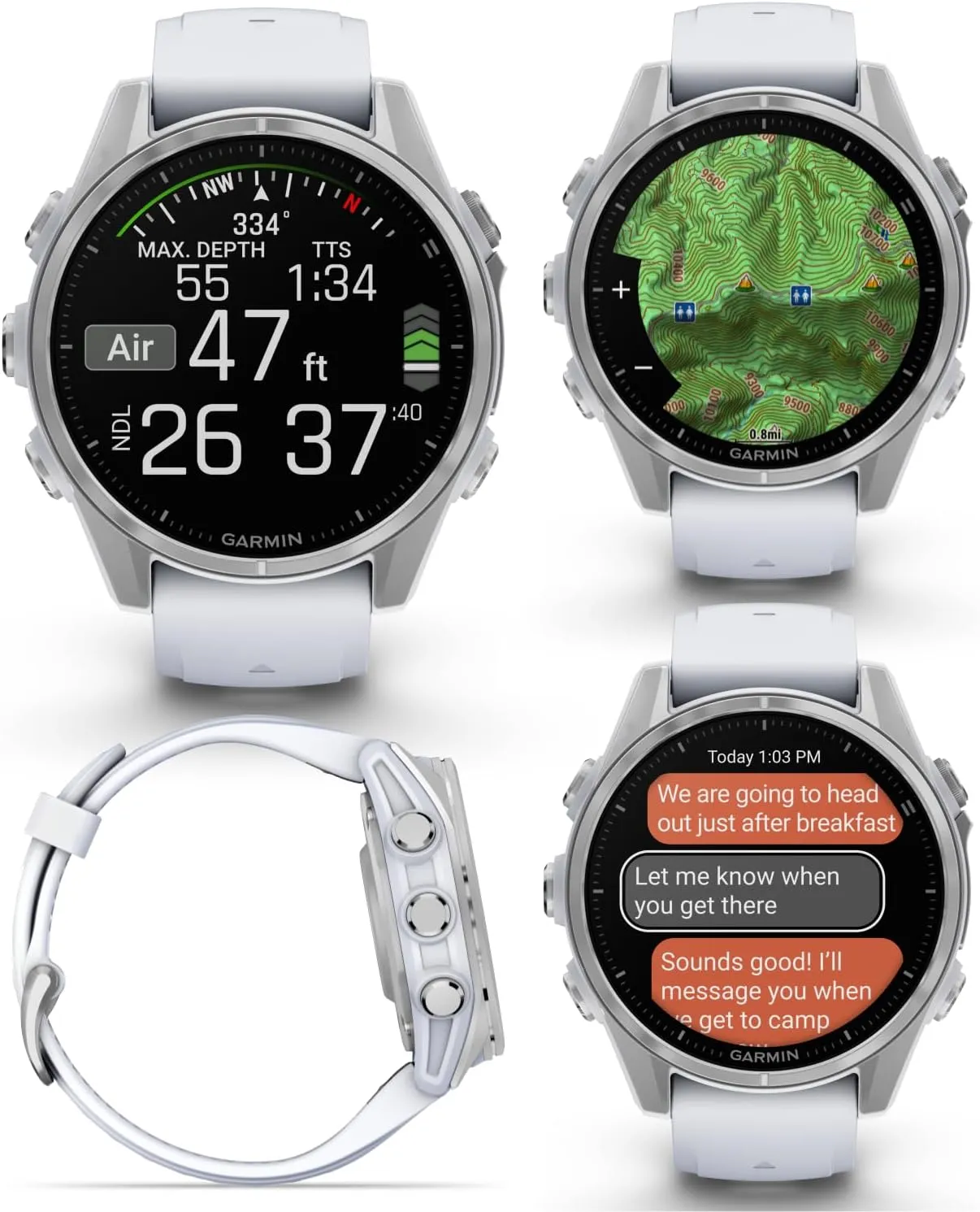 Garmin fenix 8 – 43 mm, AMOLED Multisport GPS Smartwatch, Silver with Whitestone Silicone Band, Built-in LED Flashlight (010-02903-00)