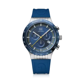 Gents Steel Glock Watch with Blue Dial/Chronodial and Blue Bezel