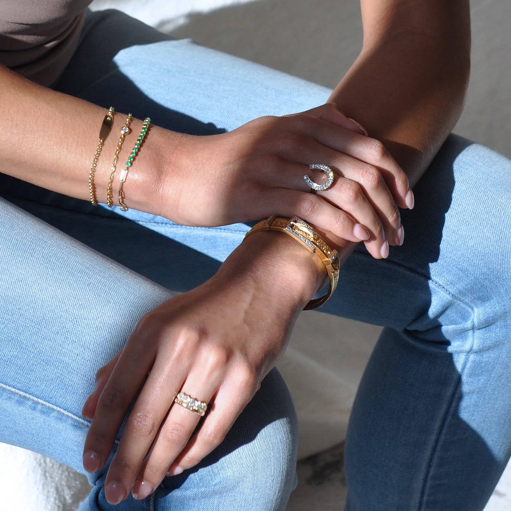 Gold and Diamond Buckle Bangle