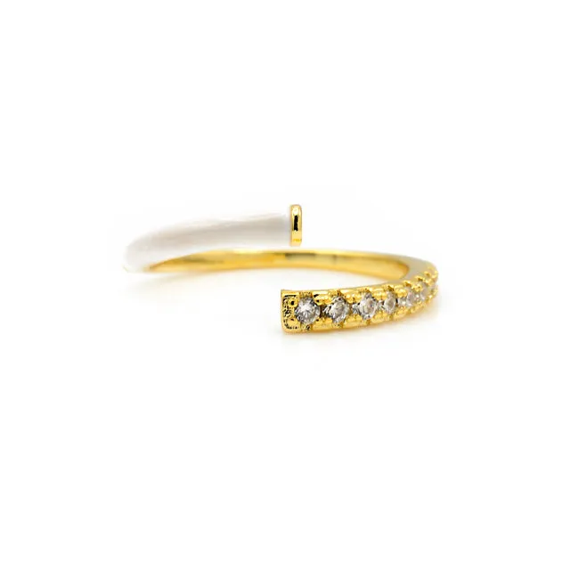 Gold Cubic Zirconia & Enamel Adjustable Ring