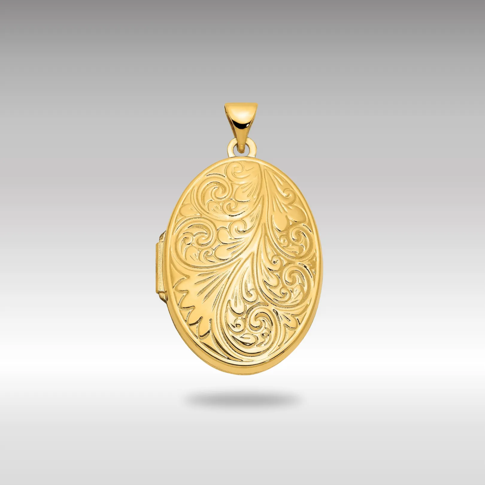 Gold Extra Large Scroll Oval Locket Pendant - Model XL226