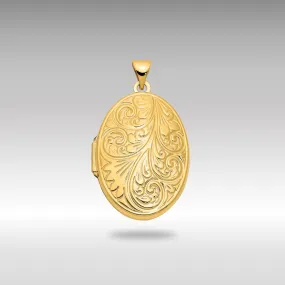 Gold Extra Large Scroll Oval Locket Pendant - Model XL226