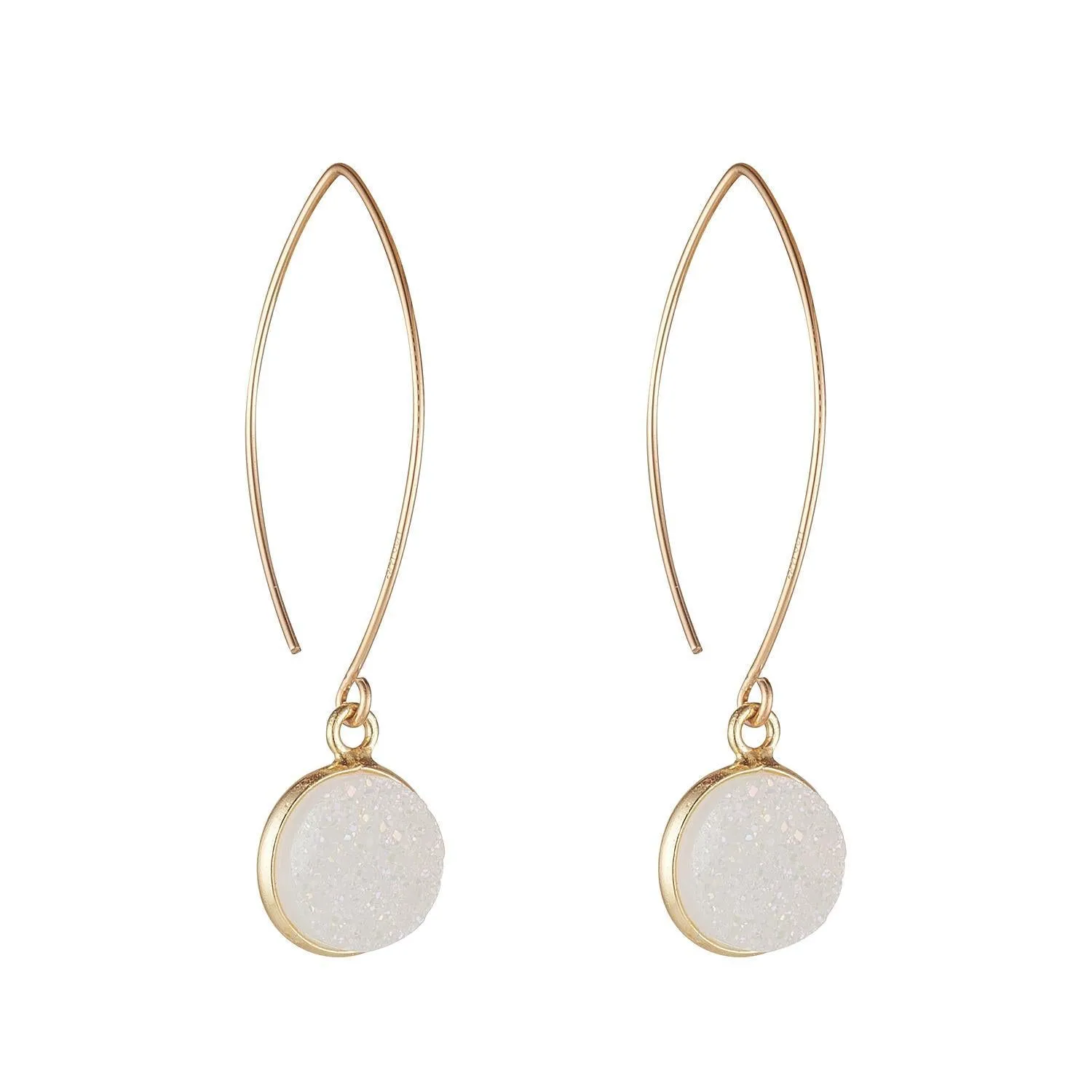 Gold Filled Druzy Quartz Open Oval Earrings