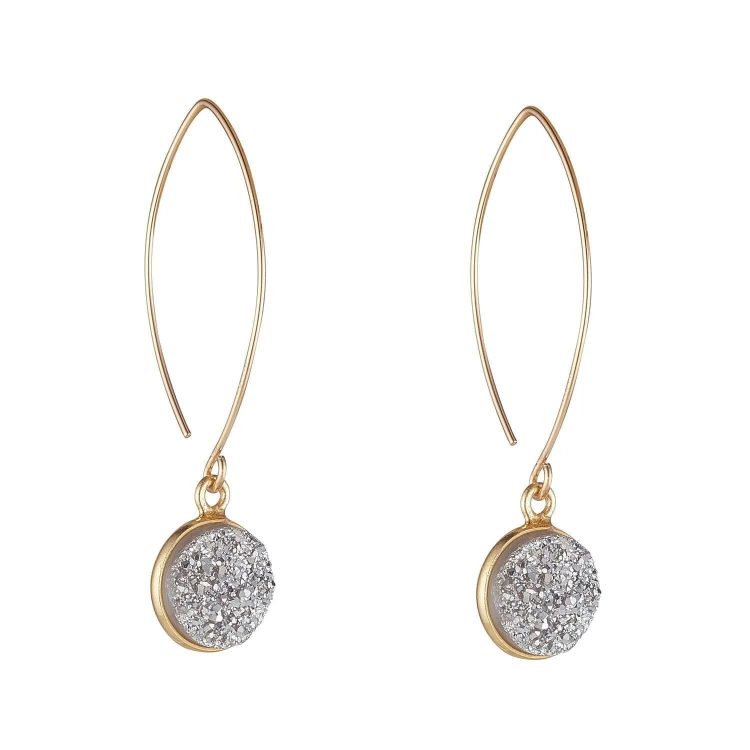 Gold Filled Druzy Quartz Open Oval Earrings