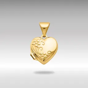 Gold Floral Small Heart Locket Pendant - Model XL62