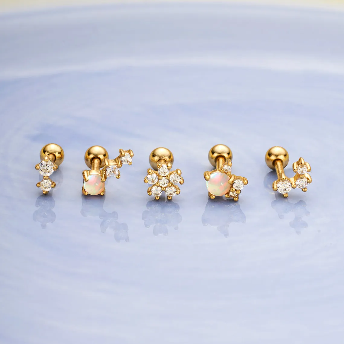 Gold Kyoto Opal Climber Barbell Single Earring