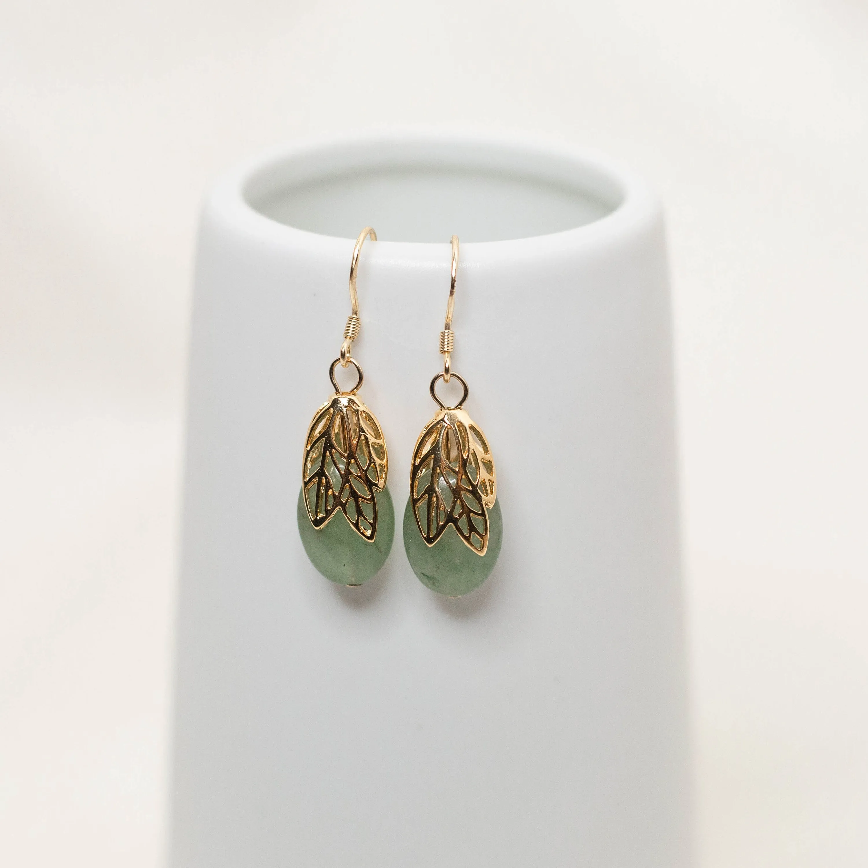 Gold Leaf Aventurine Earrings