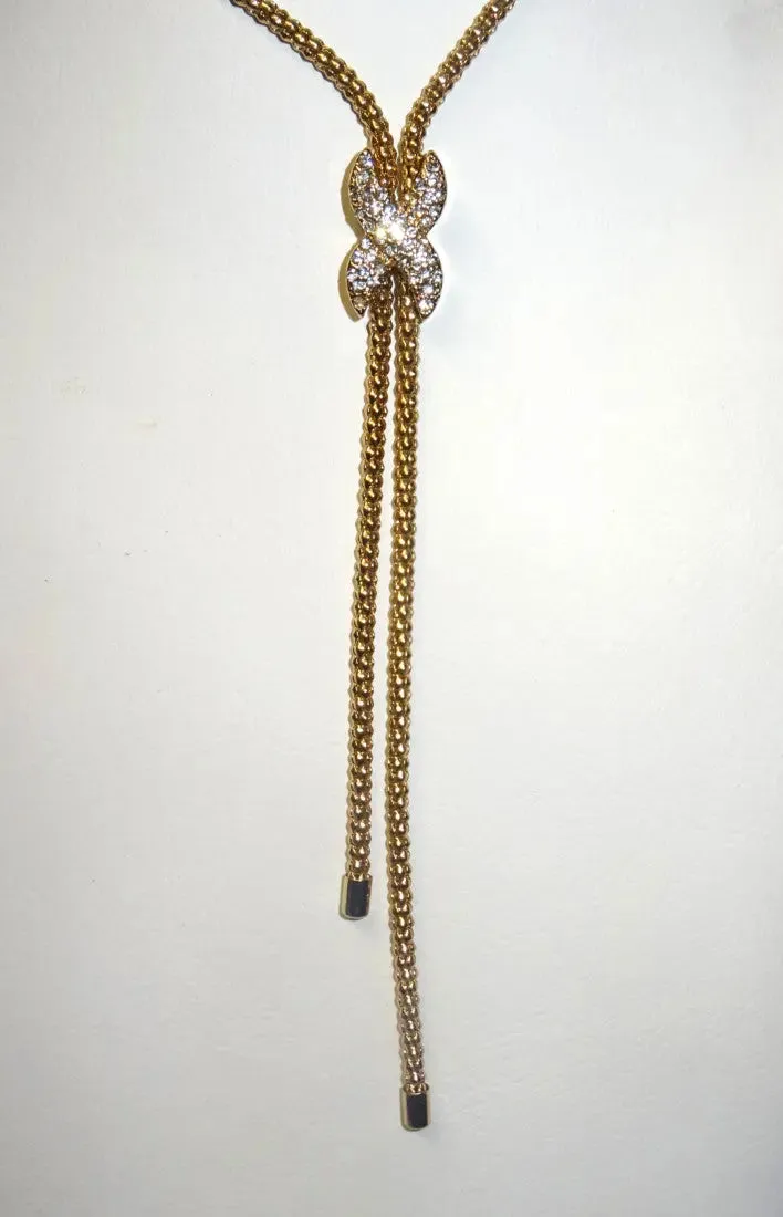 Gold Long Crystal Necklace Jewellery