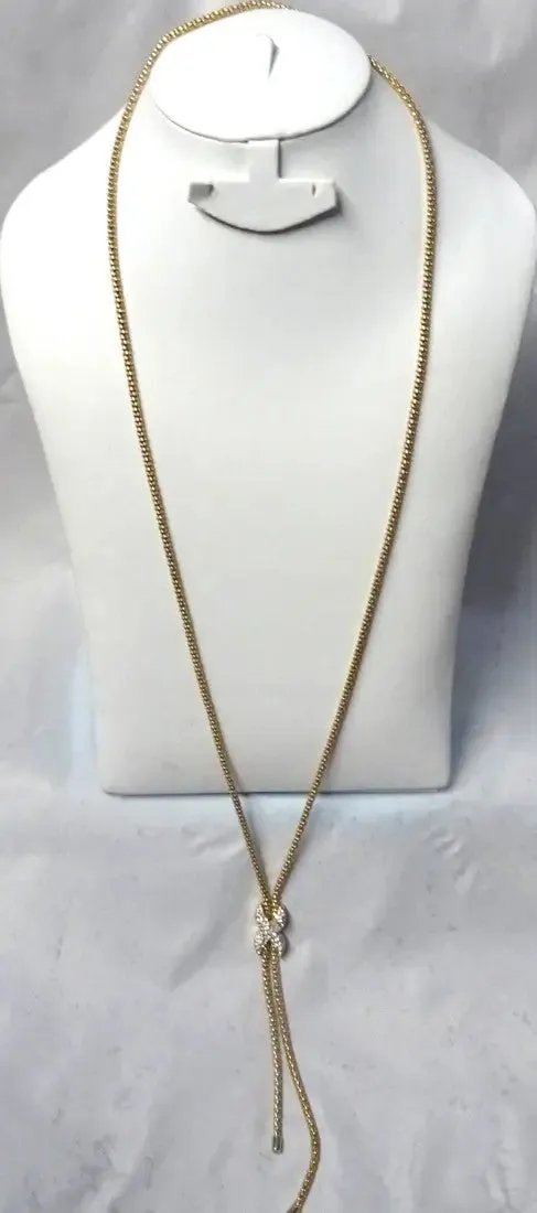 Gold Long Crystal Necklace Jewellery