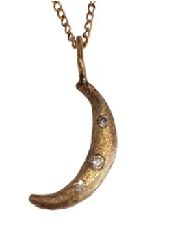 Gold Moon Diamond Pendant