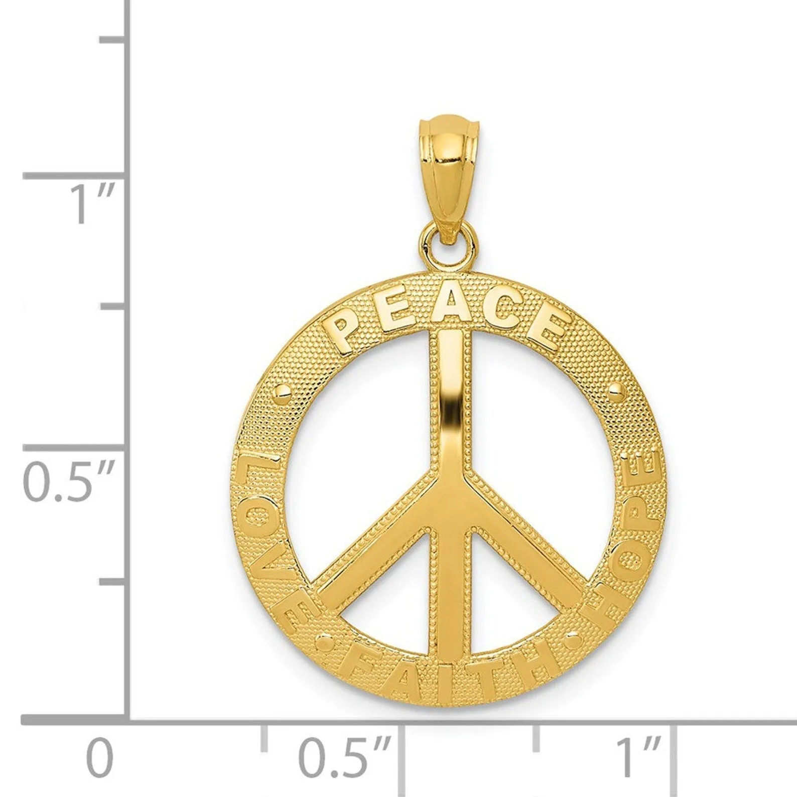 Gold 'Peace Love Faith Hope' Peace Sign Pendant Model-C4170